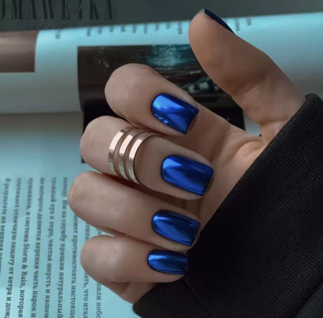 Glossy Tips - Blue Chrome